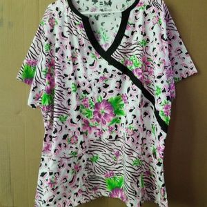 Leopard/Zebra print scrub top
